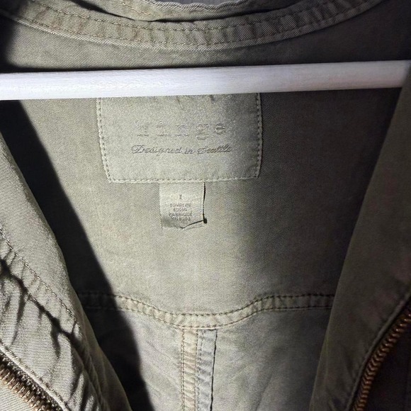 Hinge Olive Green Utility Jacket Womens Size L Drawstring Waist Military Field - Picture 2 of 6